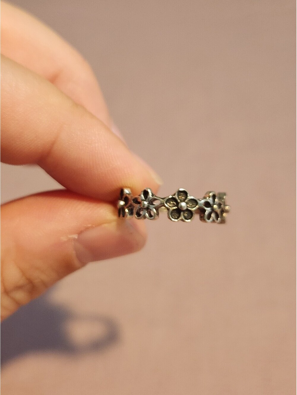Vintage Floral Design Silver Tone Ring